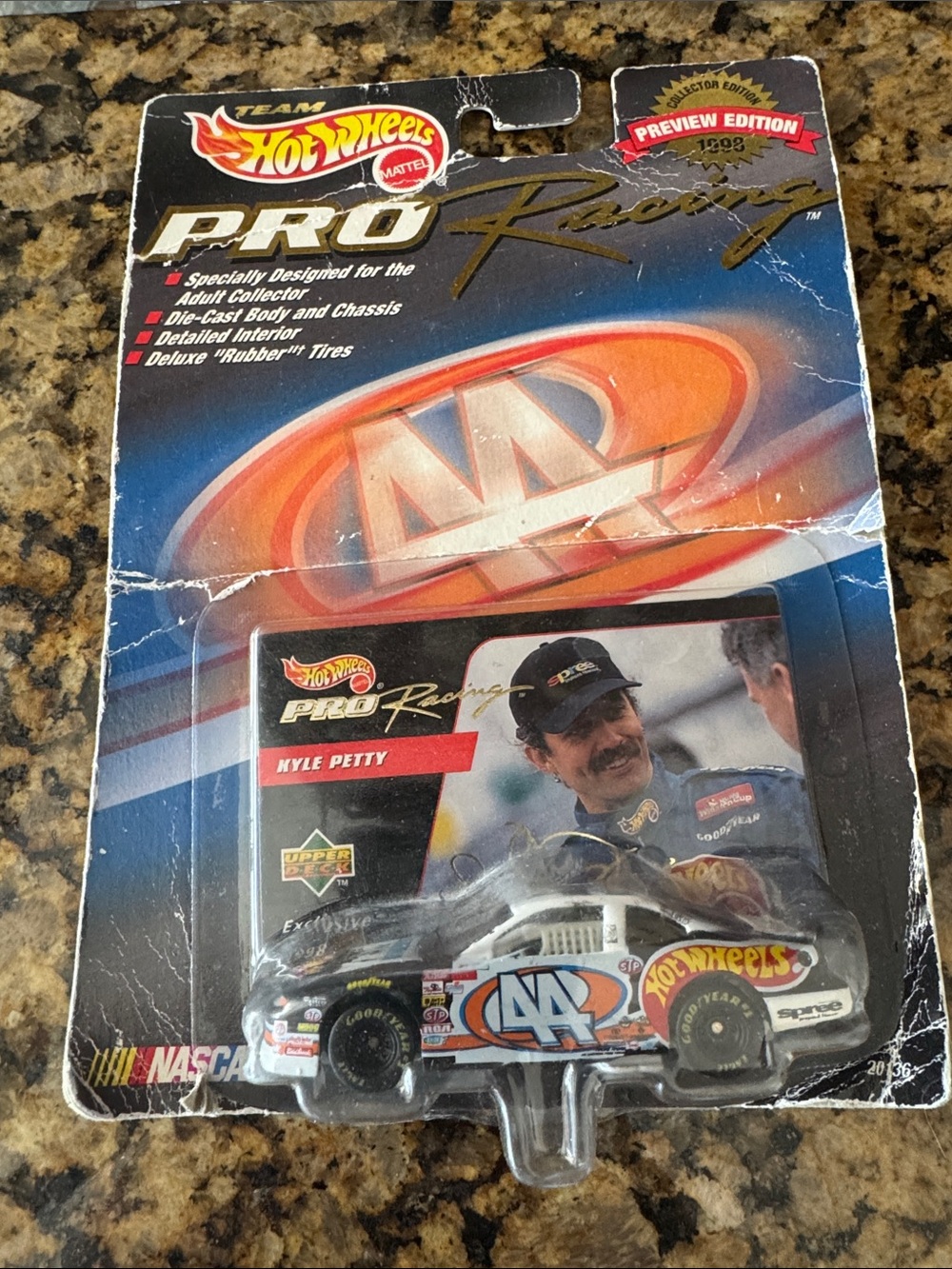 Hot Wheels Pro Racing Kyle Petty #44 Die-Cast Race Car - White/Blue/Orange
